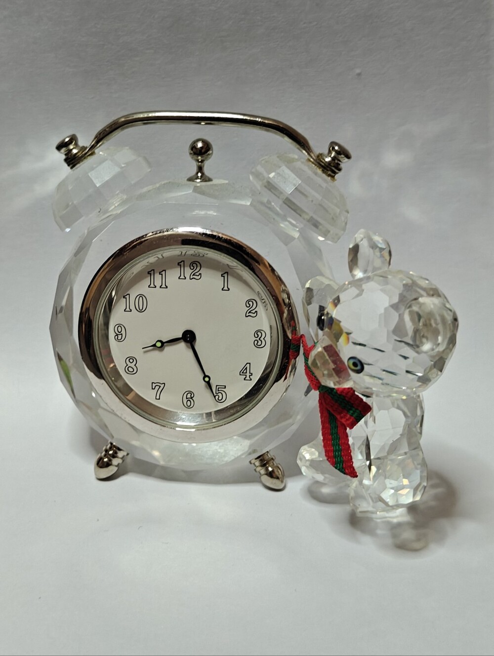 Swarovski Kris Bear crystal table clock figurine